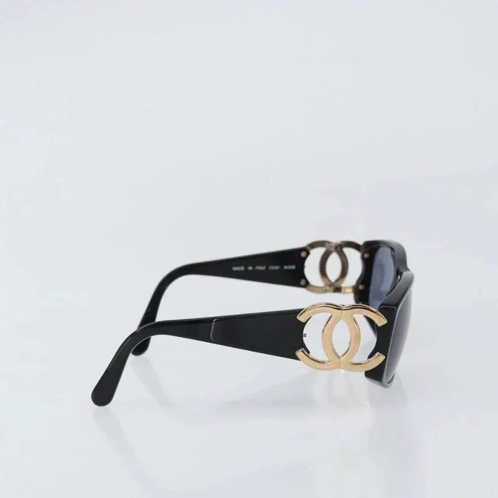 CHANEL Sunglasses plastic Black CC Auth SW1861